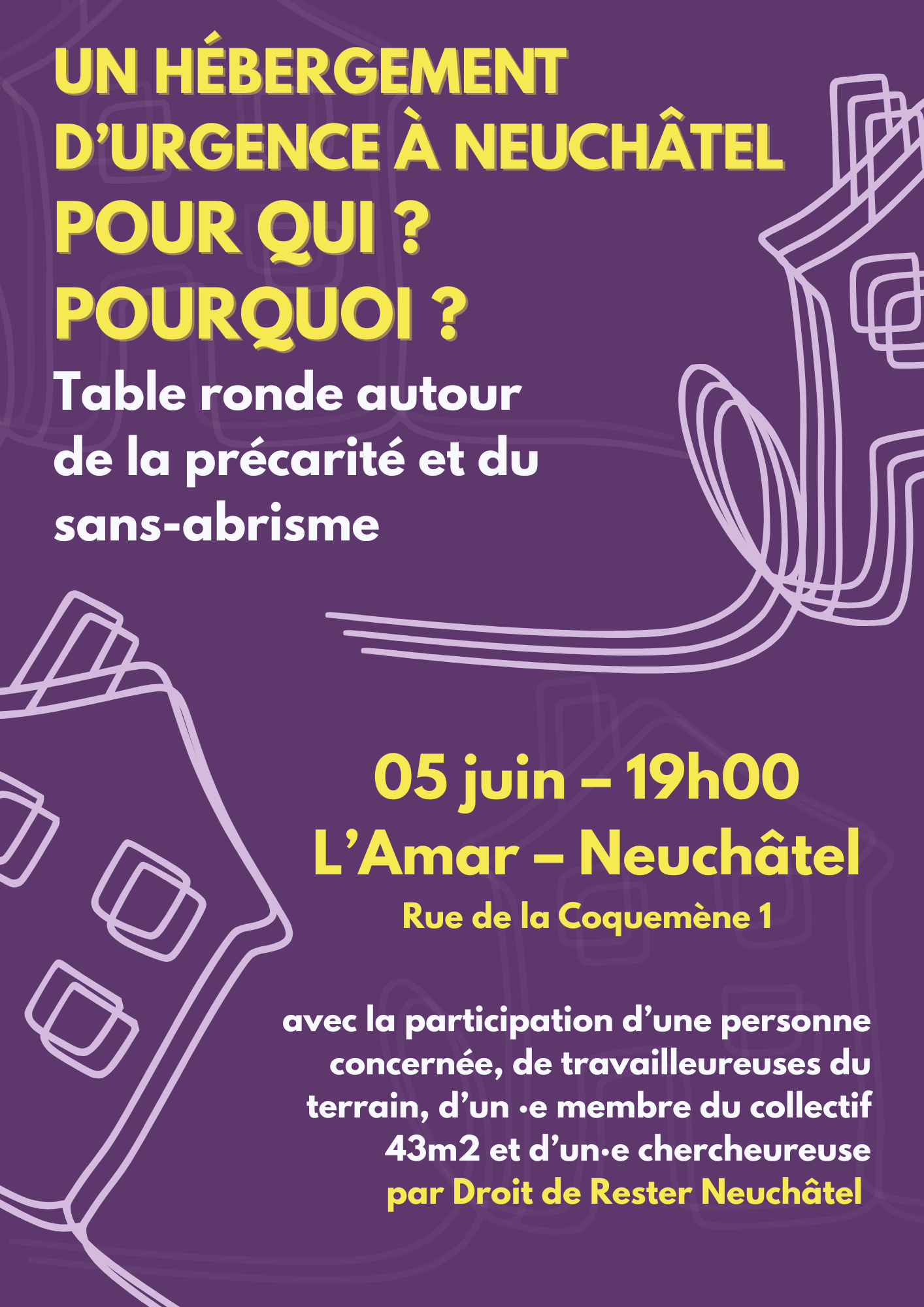 Évènement : Le 05 juin à L’Amar, table-ronde autour du sleep-in de Neuchâtel
